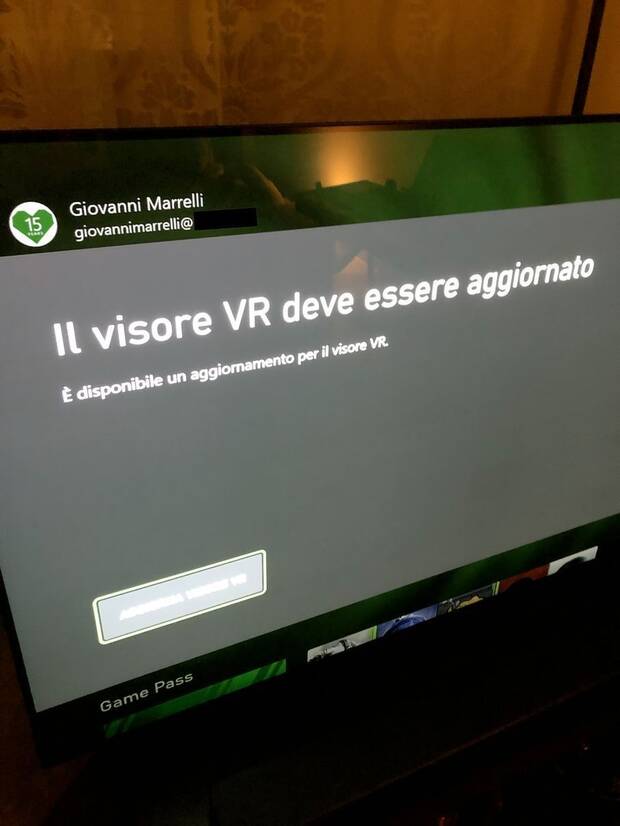 Mensaje de error por casco VR en Xbox Series X/S.